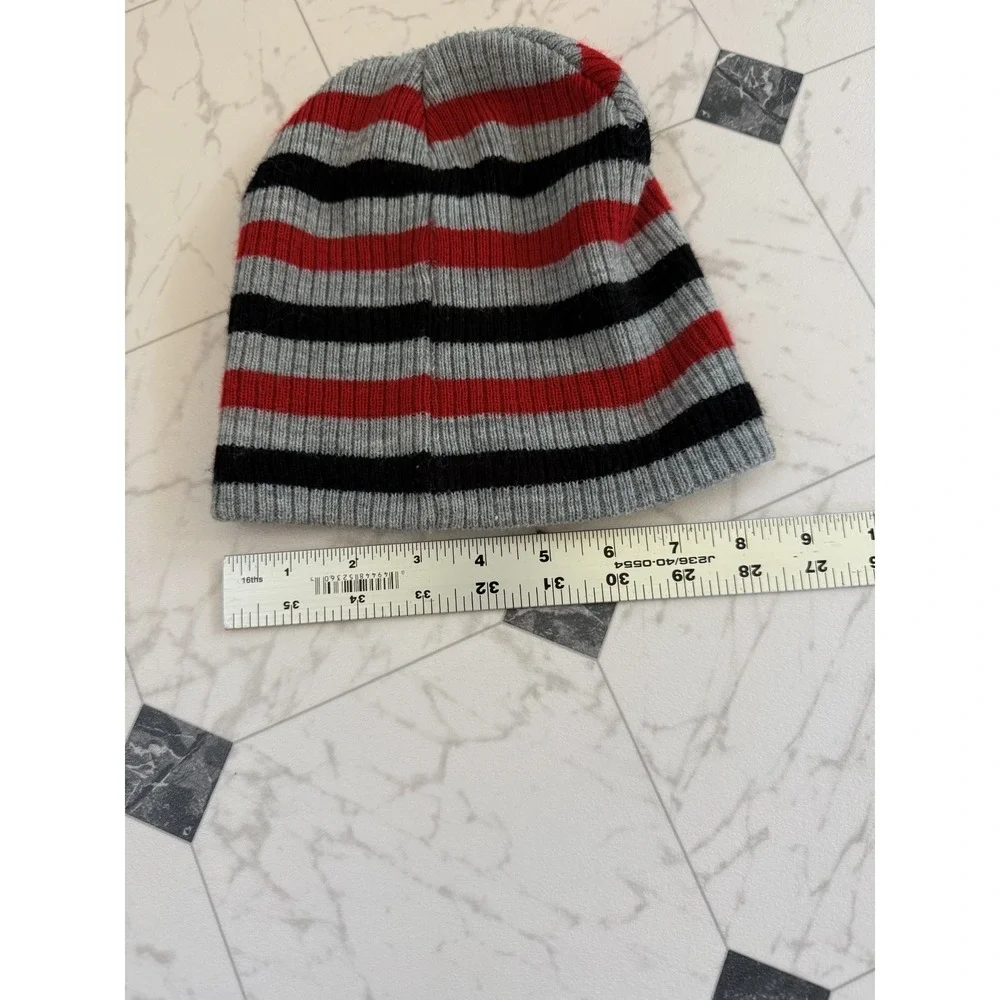 Disney Mickey Mouse Striped Beanie Gray Red Black Kids‎ 2T–5T Knit Hat